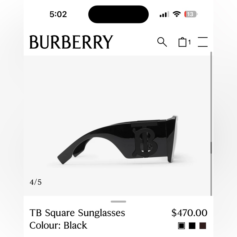 Black TB Square Burberry Sunglasses- 100% Authentic